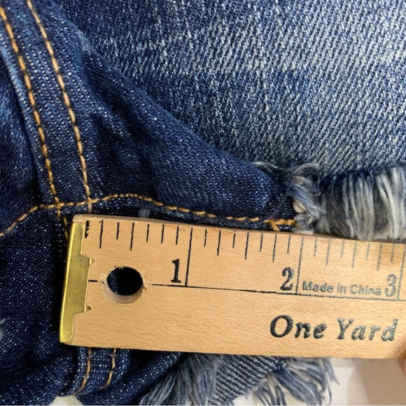 Abercrombie & Fitch Blue Jean Shorts Women's Size 28/6 Cutoff High Rise Distress - Picture 5 of 10